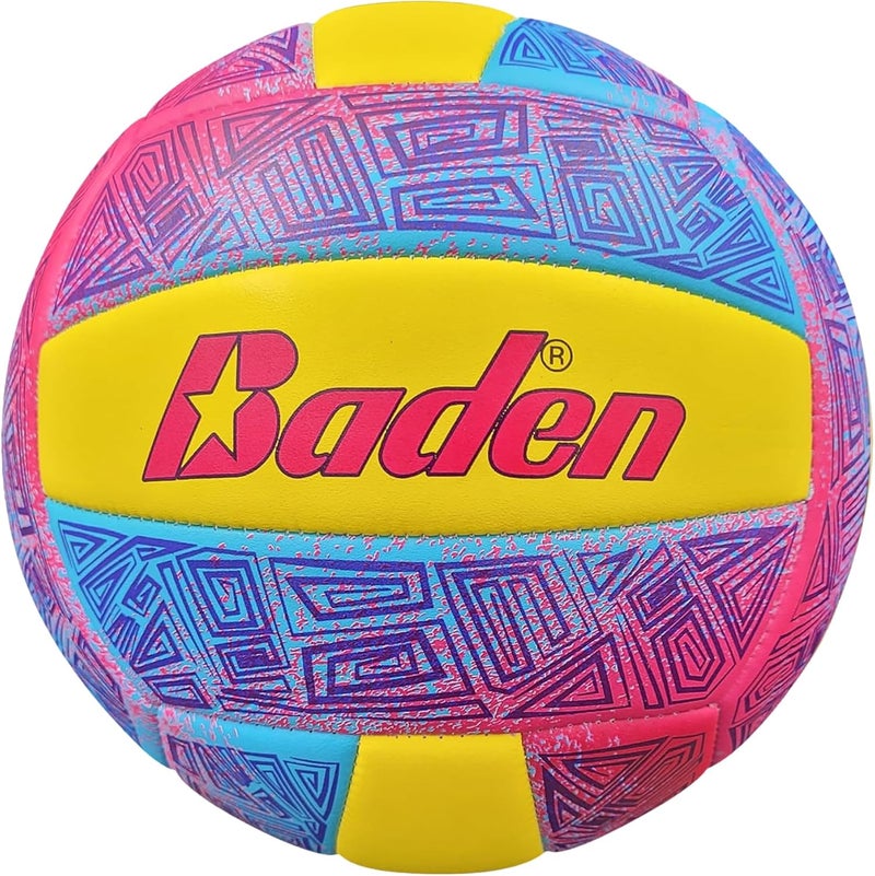 Baden | Fun Design | Official Size & Weight Indoor & Outdoor Volleyball | Bright & Beachy! Soft Touch Synthetic Leather, Durable Stitching |All Ages & Skill Levels - Image 1